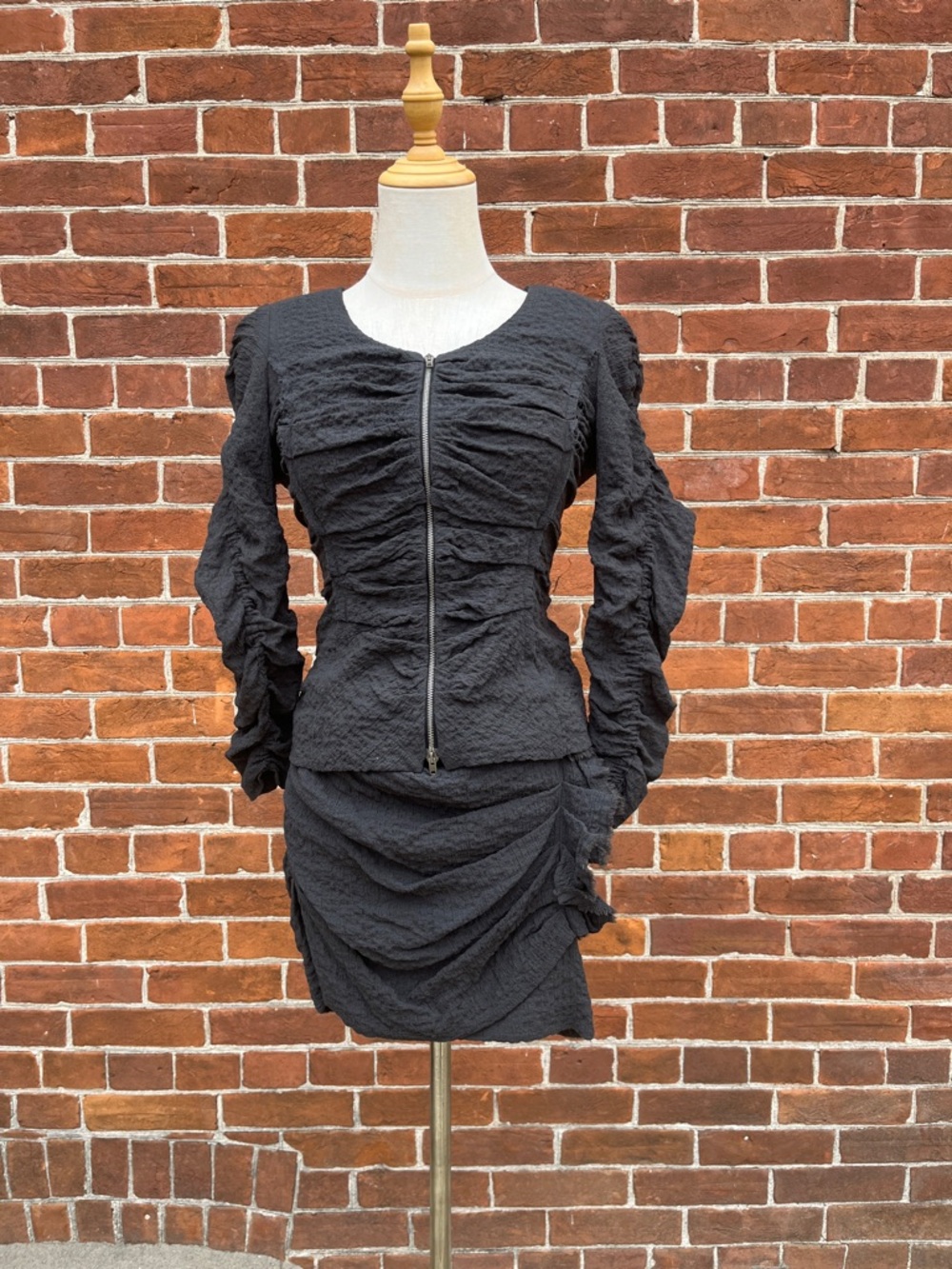 Isabel Marant Black Textured Jacket and Skirt Set